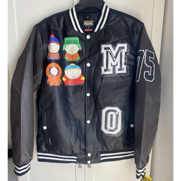 South Park x Members Only Black Bomber Varsity Jacket Size Large NWT - Picture 1 of 12